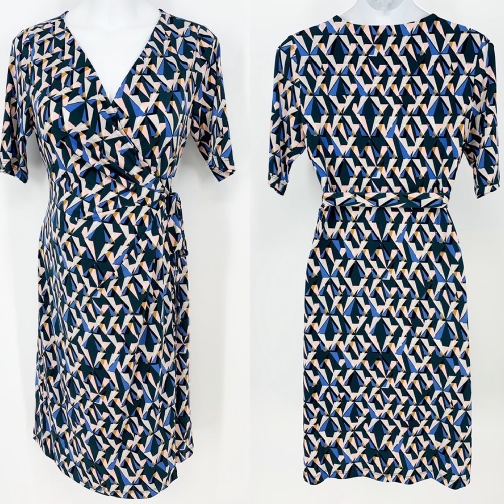 Pattern Waist Wrap Tie Surplice Maternity Dress
